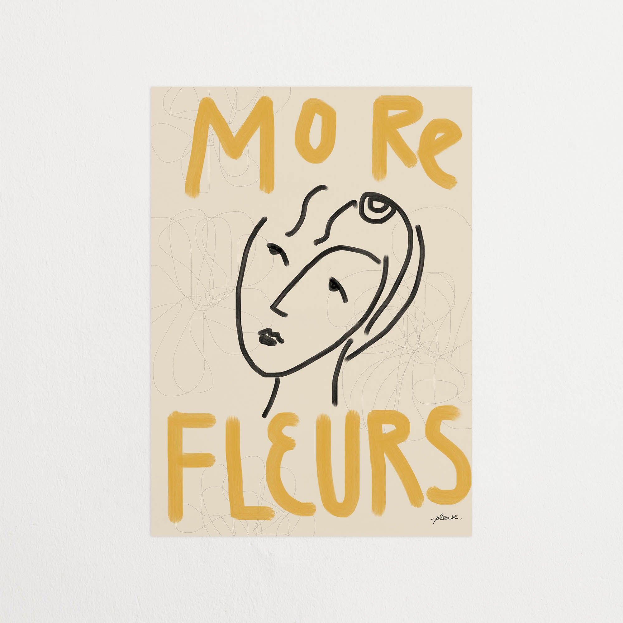 More fleurs yellow | Poster with text | Lisa Wirenfelt