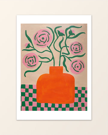 Madelen Möllard Ranunculus in orange vase Poster