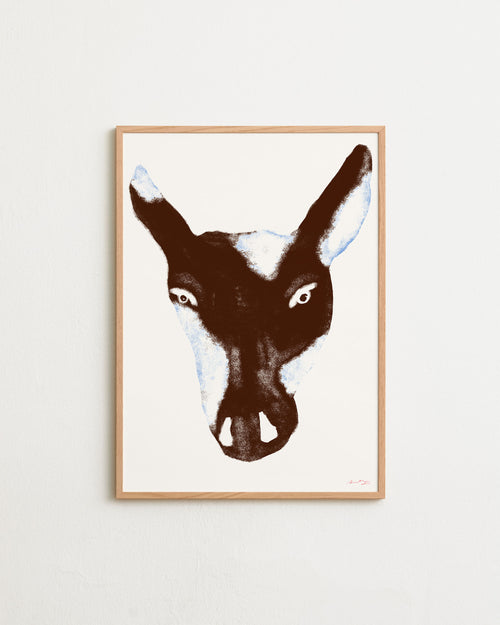Framed artwork of a donkey