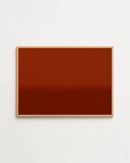Rectangular brown mirror with a wooden frame on a white background