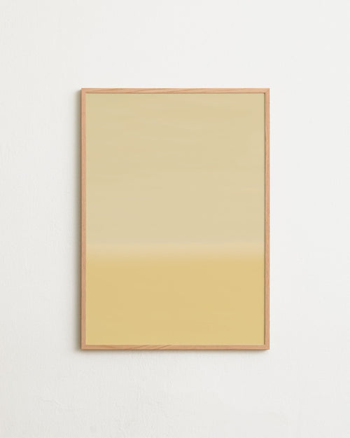 Framed artwork with a two-tone design on a white background