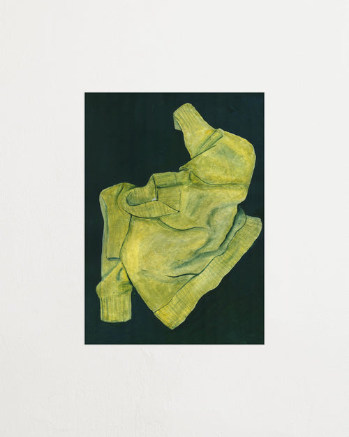 Green towel on a black background