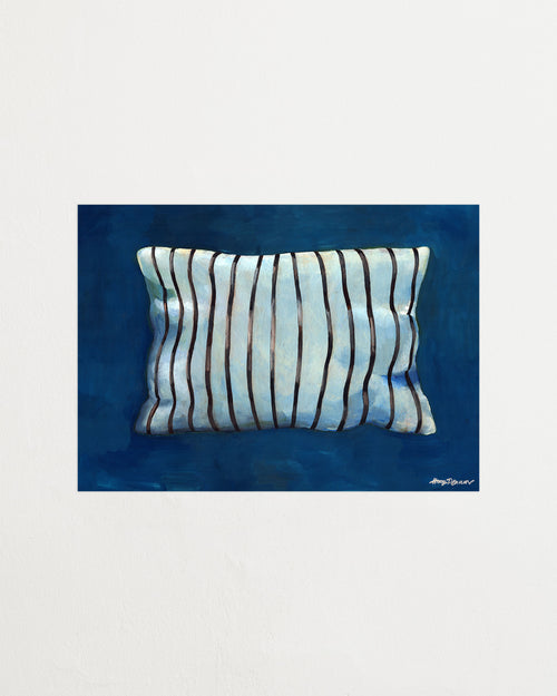 Thin stripe pillow aqua