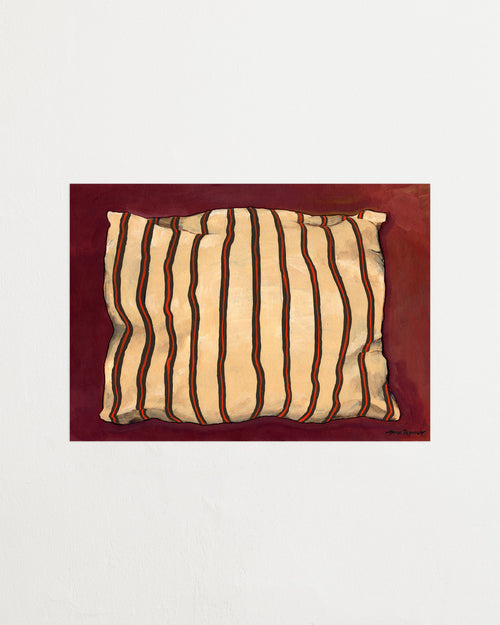 Thin stripe pillow red wine