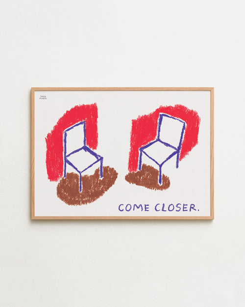 Framed artwork with two chairs and 