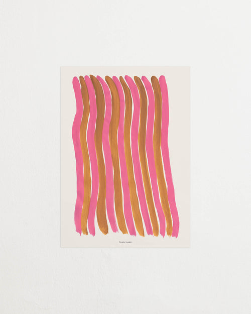 Close-up of the pink and red wavy stripe pattern