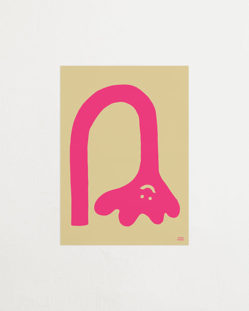 Pink abstract shape on a beige background