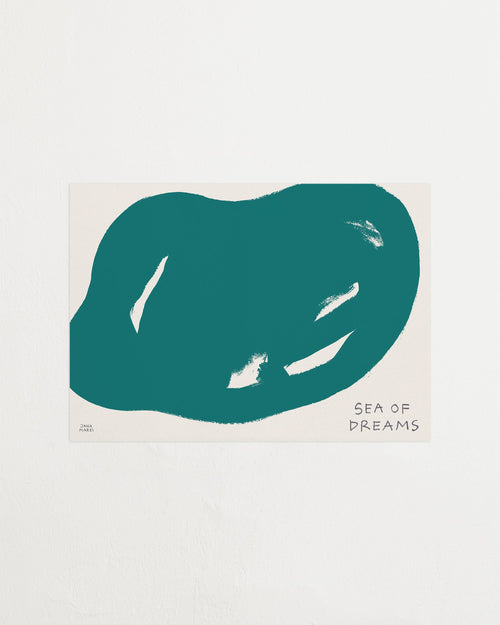 Teal abstract shape with 