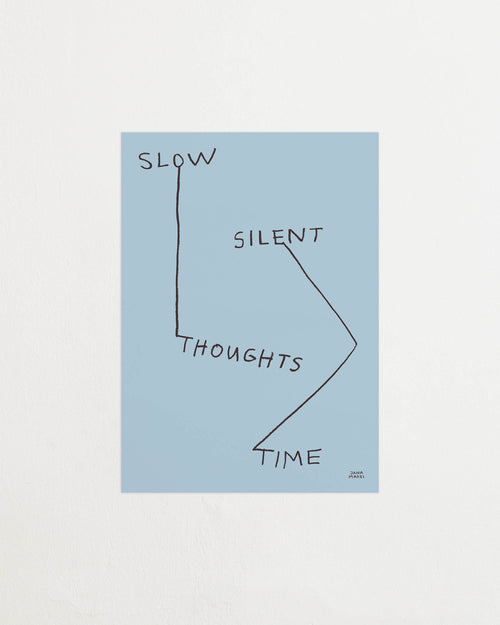 Close-up of the blue print showing black line drawing and handwritten-style text