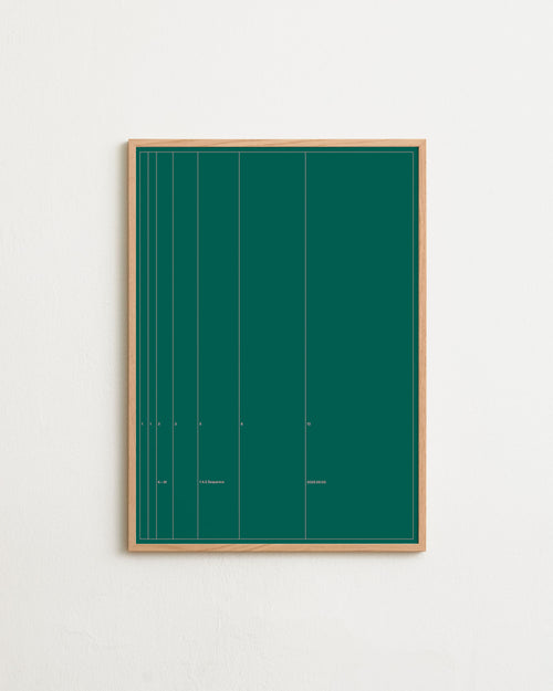 Framed green chart on a white background
