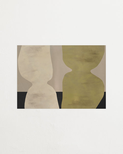 Abstract art print with geometric shapes on a white background