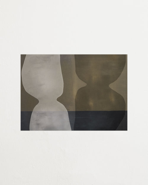 Abstract art piece with geometric shapes on a white background