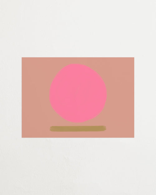 Simplified design with a pink circle on a beige background