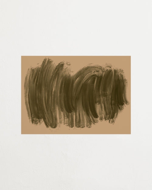 Abstract brown brush strokes on a beige background