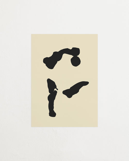 Abstract black shapes on a beige background