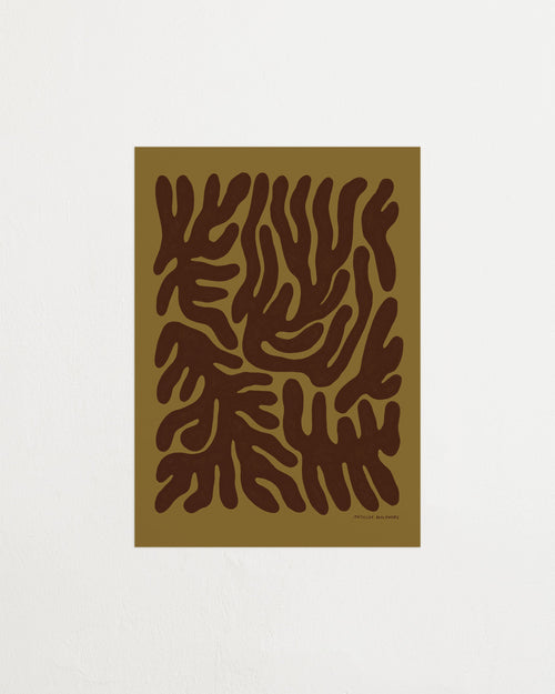 Brown abstract pattern on a beige background