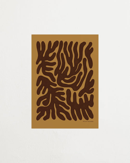 Brown abstract pattern on a beige background