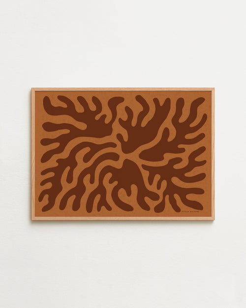 Brown abstract design on a white background