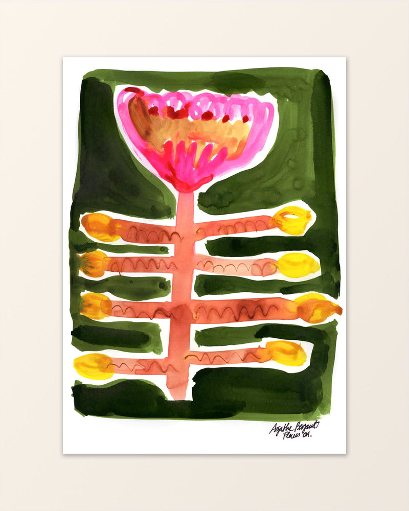 Fleurs 01 - Art Print with flower painted in ink - Agathe Berjaut