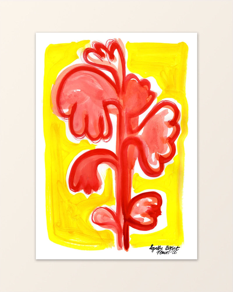 Fleurs 05 - Art Print with flower painted in ink - Agathe Berjaut