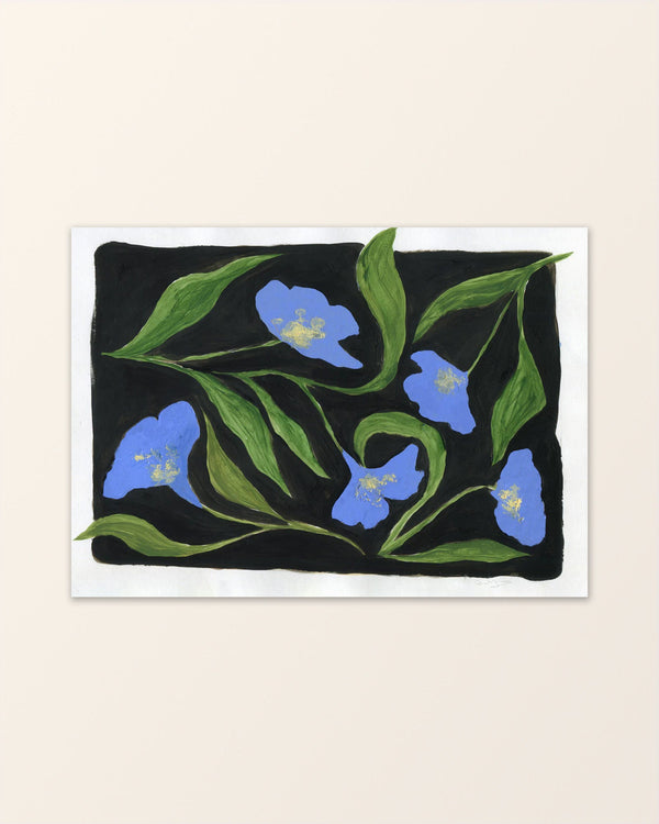 Dreams - Art Print with blue flowers - Anna Mörner