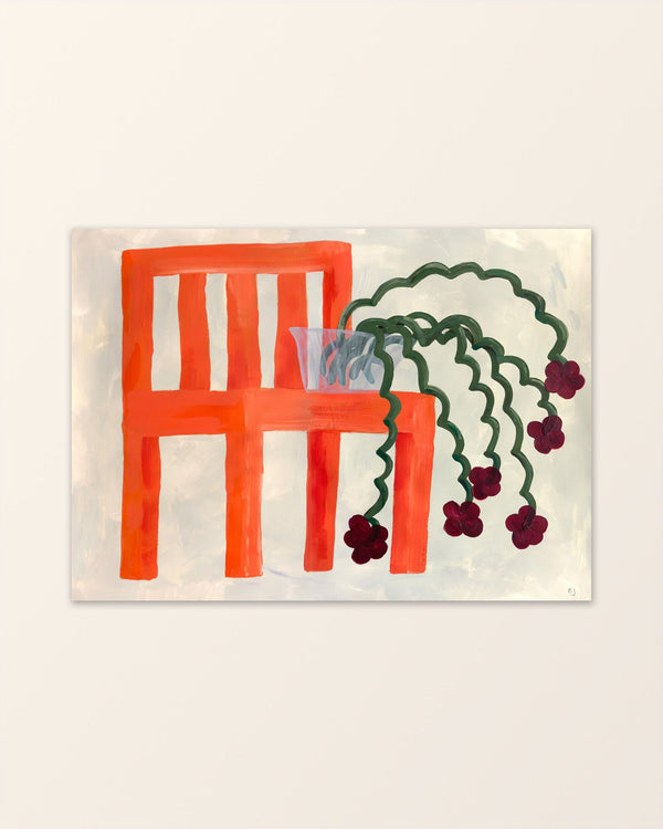Orange stol - Playful Art Print - Emelie Josefin