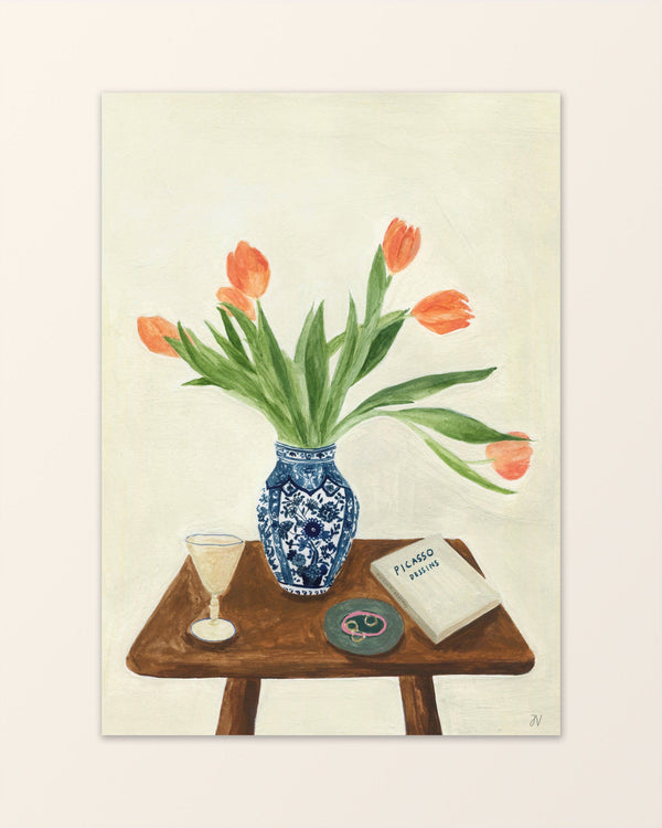 Isabelle Vandeplassche - Tulips in Delft Blue Vase