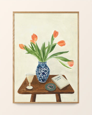 Tulips in Delft Blue Vase